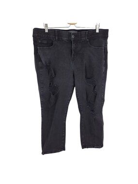Torrid Bombshell Skinny Capri Cropped Jeans size 20 black Distressed